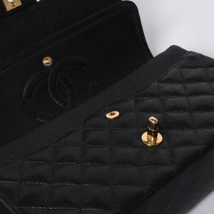 Very Good Condition CHANEL Matelasse 25 W Flap W Chain Shoulder Bag No. 10 Caviar Skin Gold Hardware Used 4a001339
