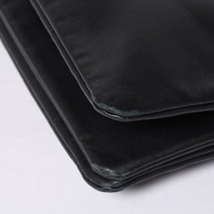 CELINE セリーヌ トリオ ラージ ショルダーバッグ ラムスキン レザー ブラック ゴールド金具 171453 美品 中古 4a000859