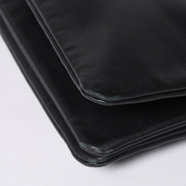 CELINE セリーヌ トリオ ラージ ショルダーバッグ ラムスキン レザー ブラック ゴールド金具 171453 美品 中古 4a000859