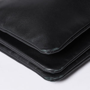 CELINE セリーヌ トリオ ラージ ショルダーバッグ ラムスキン レザー ブラック ゴールド金具 171453 美品 中古 4a000859