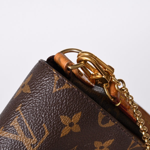 Very Good Condition LOUIS VUITTON Monogram Favorite MM Shoulder Bag M40718 Brown Gold Hardware Used 4a001281