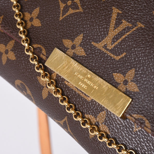 Very Good Condition LOUIS VUITTON Monogram Favorite MM Shoulder Bag M40718 Brown Gold Hardware Used 4a001281