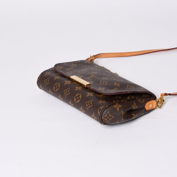 Very Good Condition LOUIS VUITTON Monogram Favorite MM Shoulder Bag M40718 Brown Gold Hardware Used 4a001281