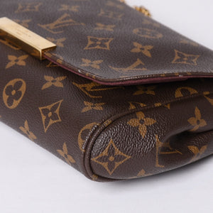 Very Good Condition LOUIS VUITTON Monogram Favorite MM Shoulder Bag M40718 Brown Gold Hardware Used 4a001281