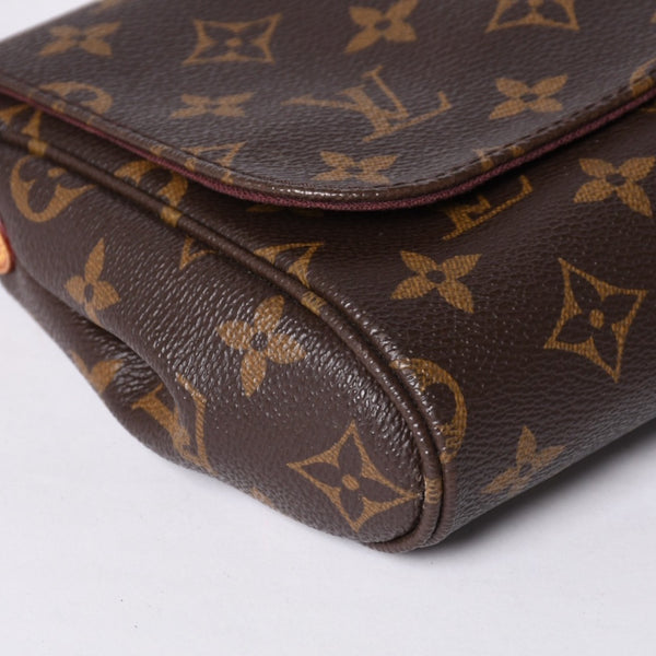 Very Good Condition LOUIS VUITTON Monogram Favorite MM Shoulder Bag M40718 Brown Gold Hardware Used 4a001281