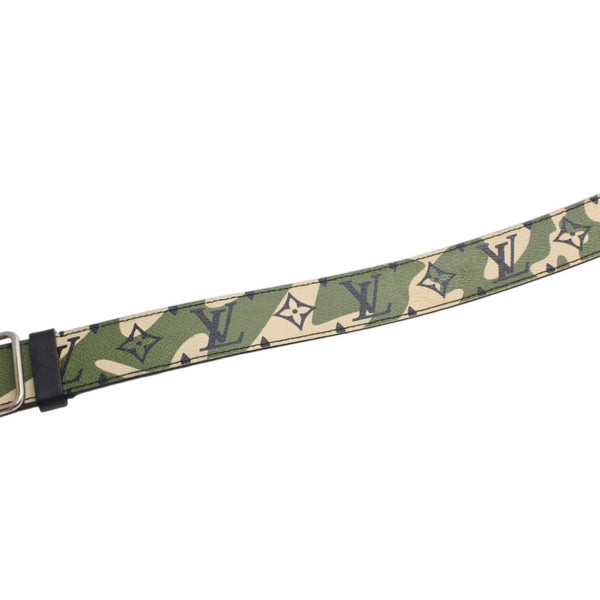 LOUIS VUITTON LV × TM Suntulle Belt Leather PVC Coated Canvas Monogram Moflage Men's Khaki Beige Black M9646 Good Condition Used 4a001479