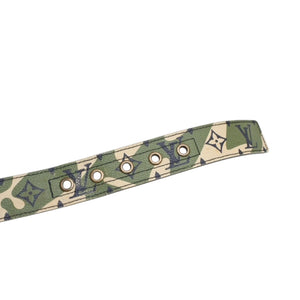 LOUIS VUITTON LV × TM Suntulle Belt Leather PVC Coated Canvas Monogram Moflage Men's Khaki Beige Black M9646 Good Condition Used 4a001479