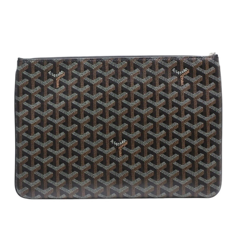 極美品 ゴヤール GOYARD クラッチバッグ ハンドバッグ セナMM 黒 ブラック/PVC/レザー トップファスナー コーティングキャンバスボディ美品