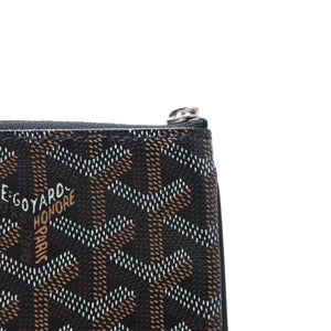 Very Good Condition GOYARD Clutch Bag Handbag Sena MM Black Black/PVC/Leather Top Zipper Coated Canvas Body Good Condition