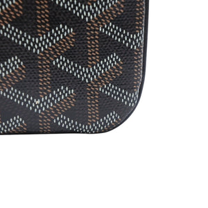 Very Good Condition GOYARD Clutch Bag Handbag Sena MM Black Black/PVC/Leather Top Zipper Coated Canvas Body Good Condition