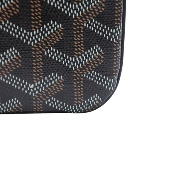 Very Good Condition GOYARD Clutch Bag Handbag Sena MM Black Black/PVC/Leather Top Zipper Coated Canvas Body Good Condition