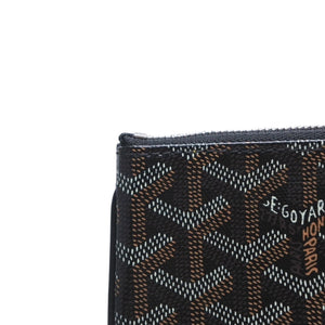 Very Good Condition GOYARD Clutch Bag Handbag Sena MM Black Black/PVC/Leather Top Zipper Coated Canvas Body Good Condition