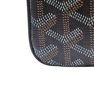 Very Good Condition GOYARD Clutch Bag Handbag Sena MM Black Black/PVC/Leather Top Zipper Coated Canvas Body Good Condition
