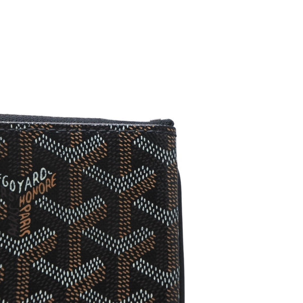 Very Good Condition GOYARD Clutch Bag Handbag Sena MM Black Black/PVC/Leather Top Zipper Coated Canvas Body Good Condition