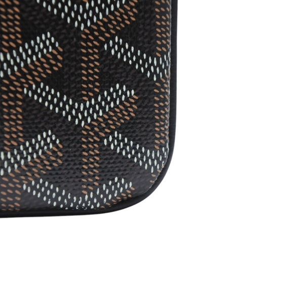 Very Good Condition GOYARD Clutch Bag Handbag Sena MM Black Black/PVC/Leather Top Zipper Coated Canvas Body Good Condition