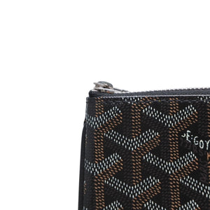 Very Good Condition GOYARD Clutch Bag Handbag Sena MM Black Black/PVC/Leather Top Zipper Coated Canvas Body Good Condition