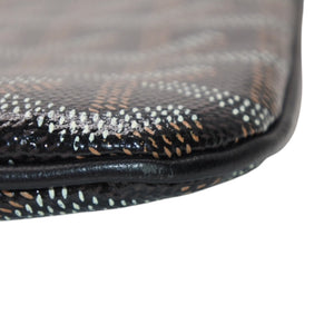Very Good Condition GOYARD Clutch Bag Handbag Sena MM Black Black/PVC/Leather Top Zipper Coated Canvas Body Good Condition