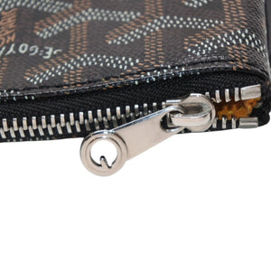 Very Good Condition GOYARD Clutch Bag Handbag Sena MM Black Black/PVC/Leather Top Zipper Coated Canvas Body Good Condition