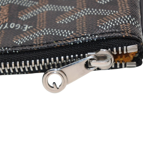 Very Good Condition GOYARD Clutch Bag Handbag Sena MM Black Black/PVC/Leather Top Zipper Coated Canvas Body Good Condition