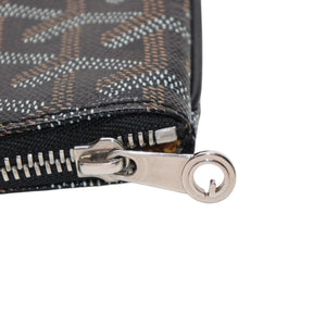 Very Good Condition GOYARD Clutch Bag Handbag Sena MM Black Black/PVC/Leather Top Zipper Coated Canvas Body Good Condition