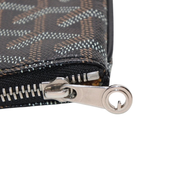 Very Good Condition GOYARD Clutch Bag Handbag Sena MM Black Black/PVC/Leather Top Zipper Coated Canvas Body Good Condition