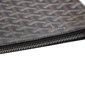 Very Good Condition GOYARD Clutch Bag Handbag Sena MM Black Black/PVC/Leather Top Zipper Coated Canvas Body Good Condition