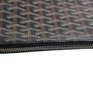 Very Good Condition GOYARD Clutch Bag Handbag Sena MM Black Black/PVC/Leather Top Zipper Coated Canvas Body Good Condition