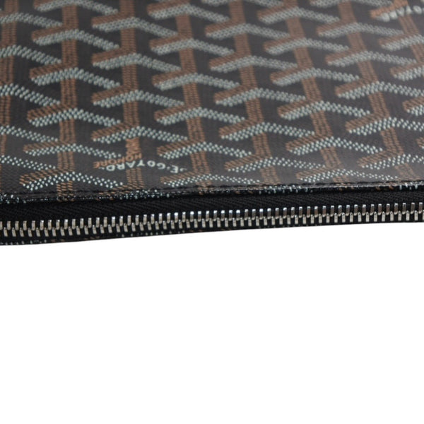 Very Good Condition GOYARD Clutch Bag Handbag Sena MM Black Black/PVC/Leather Top Zipper Coated Canvas Body Good Condition
