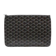画像をギャラリービューアに読み込む, 極美品 GOYARD ゴヤール セナMM クラッチバッグ ヘリンボーン柄 ブラック ブラウン PVC レザー 中古 4a001260