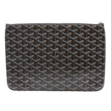 画像をギャラリービューアに読み込む, 極美品 GOYARD ゴヤール セナMM クラッチバッグ ヘリンボーン柄 ブラック ブラウン PVC レザー 中古 4a001260