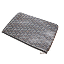画像をギャラリービューアに読み込む, 極美品 GOYARD ゴヤール セナMM クラッチバッグ ヘリンボーン柄 ブラック ブラウン PVC レザー 中古 4a001260