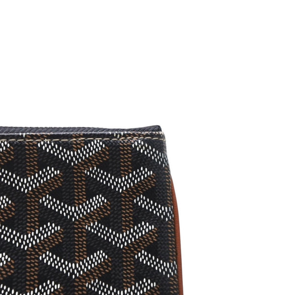 Very good condition GOYARD Sena MM clutch bag herringbone pattern black brown PVC leather used 4a001260