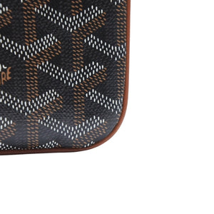 Very good condition GOYARD Sena MM clutch bag herringbone pattern black brown PVC leather used 4a001260