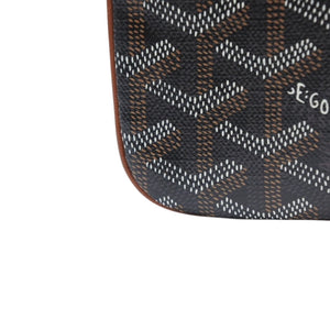 Very good condition GOYARD Sena MM clutch bag herringbone pattern black brown PVC leather used 4a001260