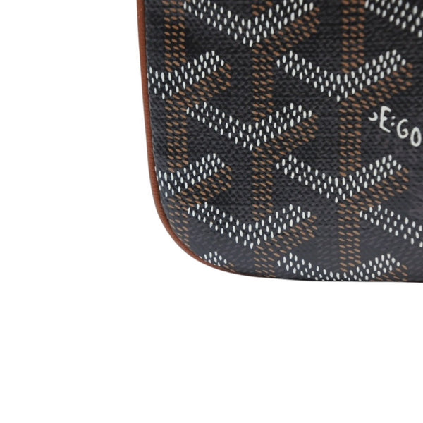 Very good condition GOYARD Sena MM clutch bag herringbone pattern black brown PVC leather used 4a001260