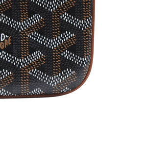 Very good condition GOYARD Sena MM clutch bag herringbone pattern black brown PVC leather used 4a001260