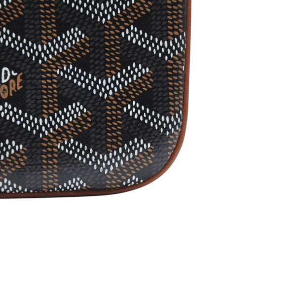 Very good condition GOYARD Sena MM clutch bag herringbone pattern black brown PVC leather used 4a001260