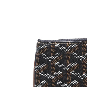Very good condition GOYARD Sena MM clutch bag herringbone pattern black brown PVC leather used 4a001260