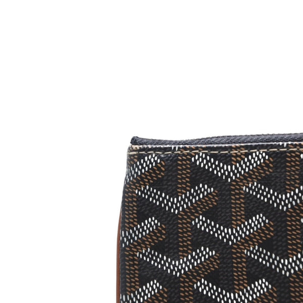 Very good condition GOYARD Sena MM clutch bag herringbone pattern black brown PVC leather used 4a001260
