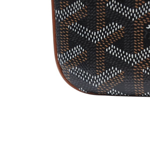 Very good condition GOYARD Sena MM clutch bag herringbone pattern black brown PVC leather used 4a001260
