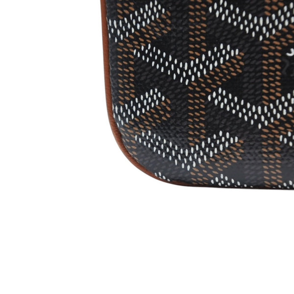 Very good condition GOYARD Sena MM clutch bag herringbone pattern black brown PVC leather used 4a001260