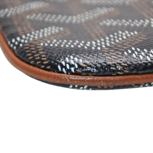 Very good condition GOYARD Sena MM clutch bag herringbone pattern black brown PVC leather used 4a001260