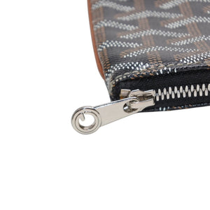 Very good condition GOYARD Sena MM clutch bag herringbone pattern black brown PVC leather used 4a001260