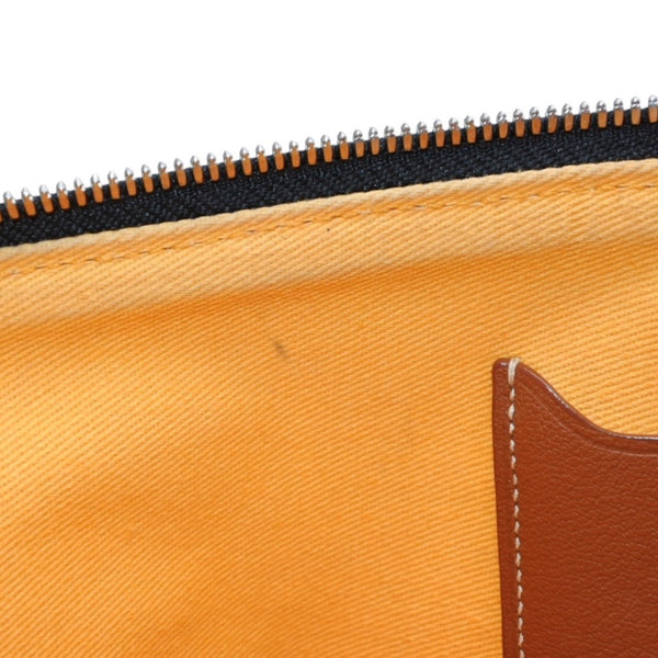 Very good condition GOYARD Sena MM clutch bag herringbone pattern black brown PVC leather used 4a001260