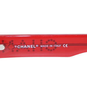 Very Good Condition CHANEL Sunglasses Eyewear 5060-B c.722/12 Size 55□16 135 Coco Mark Rhinestone Clear Red Used 4a001353