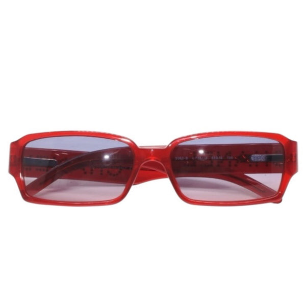 Very Good Condition CHANEL Sunglasses Eyewear 5060-B c.722/12 Size 55□16 135 Coco Mark Rhinestone Clear Red Used 4a001353