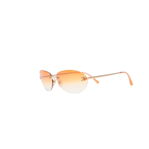 Very good condition CHANEL rimless sunglasses eyewear 4013 c.125/56 size 59□16 130 here mark orange gradation used 4a001354