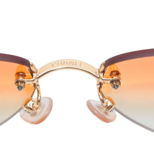 Very good condition CHANEL rimless sunglasses eyewear 4013 c.125/56 size 59□16 130 here mark orange gradation used 4a001354