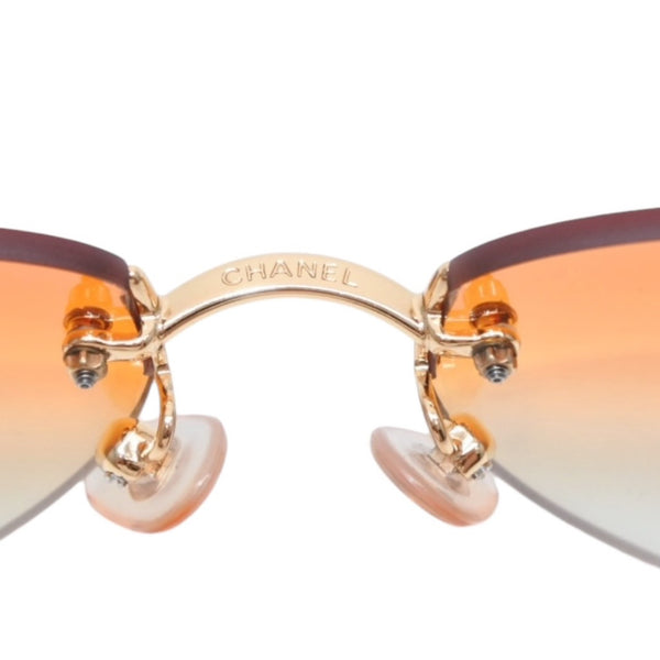 Very good condition CHANEL rimless sunglasses eyewear 4013 c.125/56 size 59□16 130 here mark orange gradation used 4a001354