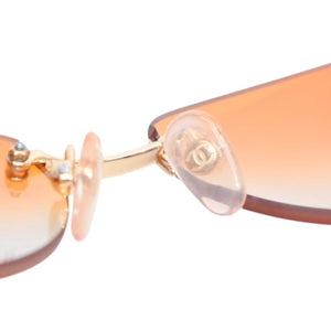 Very good condition CHANEL rimless sunglasses eyewear 4013 c.125/56 size 59□16 130 here mark orange gradation used 4a001354